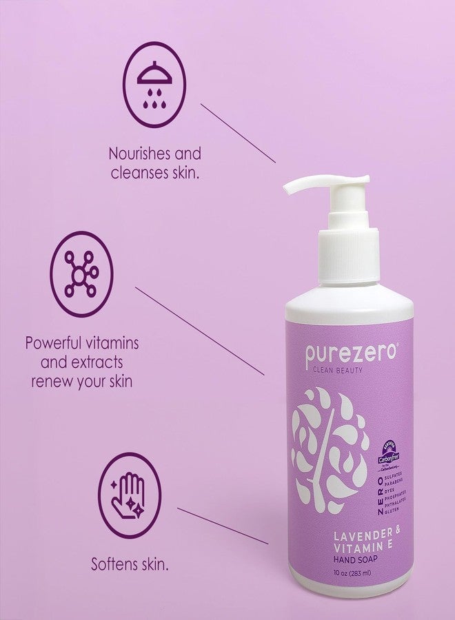 Purezero Lavender & Vitamin E Hand Soap Soothing & Hydrating, Paraben-Free & Vegan Liquid Hand Wash for Bathroom or Kitchen, USA-Made, Cruelty-Free, 10 ounces (1 Pack) - Image 2